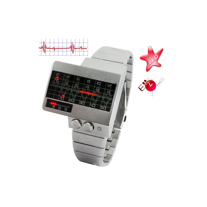 All Metal Red LED Watch