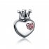 Alloy Diamante Heart Crown Bead with Big Hole Ornament Accessories