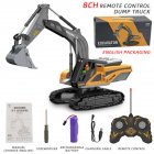 Alloy Engineering Vehicle Remote Control Excavator Bulldozer Dump Truck Electric Toys For Boys 8-channel Excavator(English)