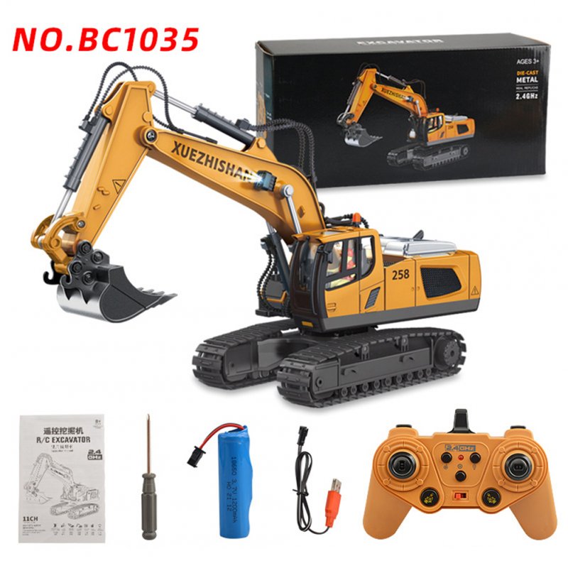 Alloy Engineering Vehicle Remote Control Excavator Bulldozer Dump Truck Electric Toys For Boys 11-channel alloy excavator