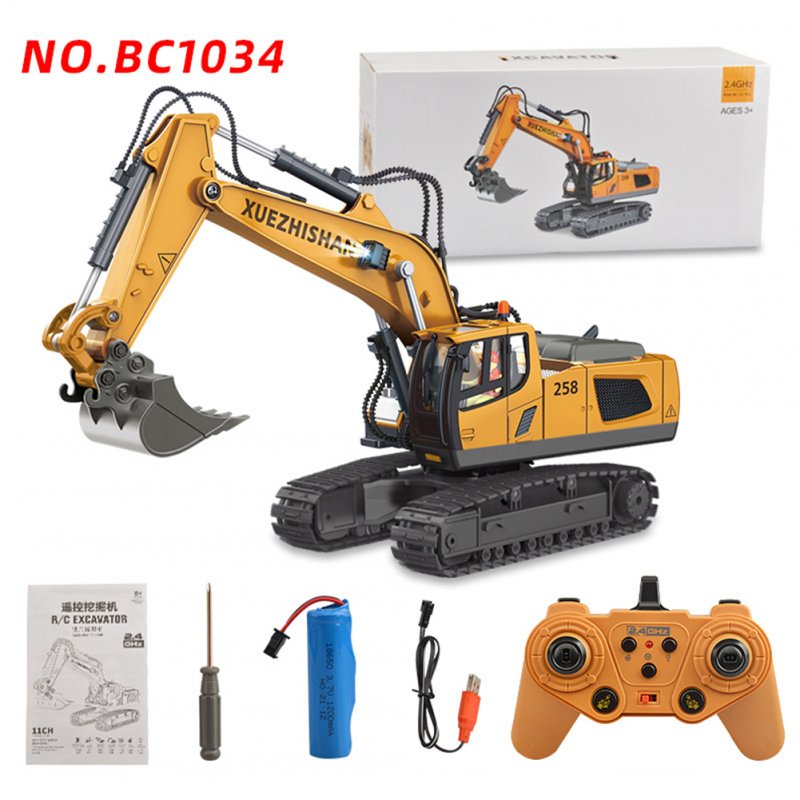 Alloy Engineering Vehicle Remote Control Excavator Bulldozer Dump Truck Electric Toys For Boys 11-channel plastic excavator
