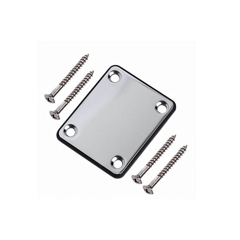 Alloy Neck Plate with 4 Screws Replacement Part for Electric Guitar Bass Silver