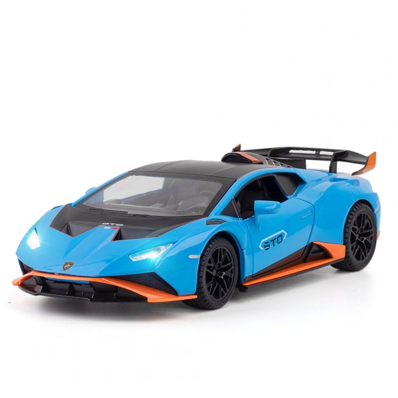 Alloy Simulation 1:24 Sports Car  Model Colored Children Metal Pull-back Toy Home Collection Ornaments Holiday Gifts (bracket Box) Blue