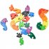 Alphanumeric Cognition Wooden Block Snake Puzzle Kids Educational Jigsaw Puzzle As shown