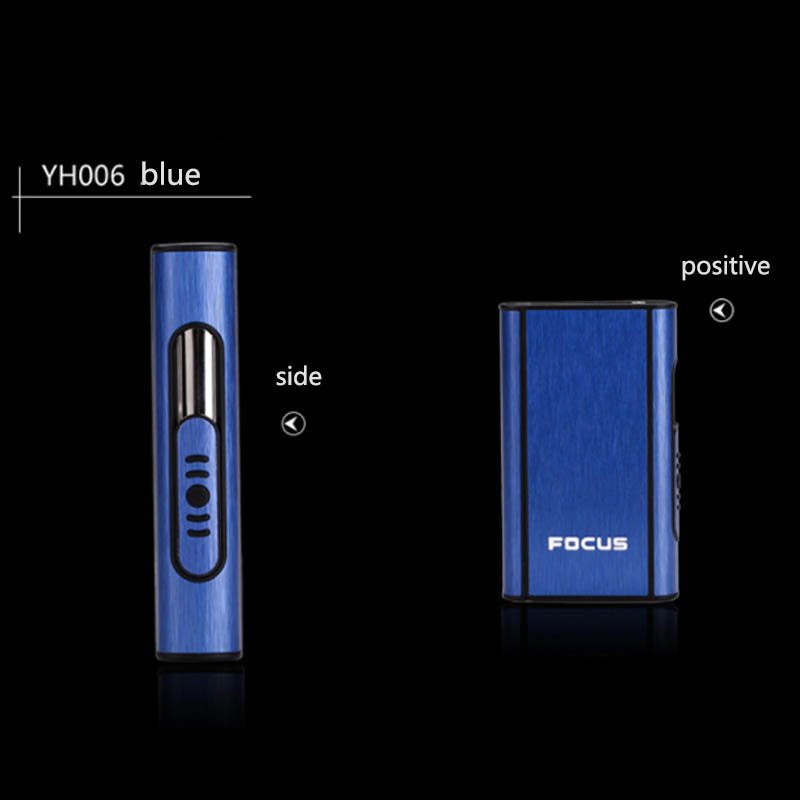 Aluminium Alloy Ejection Holder Portable Automatic Cigarette Case Windproof Metal Smoke Boxes blue_JDYH006