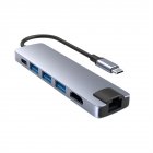 Aluminum Alloy 6-in-1 Usb C Hub Splitter Type-c To Hdmi-compatible Usb3.0 Adapter Compatible For Macbook Pro Gray