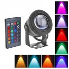 Aluminum Alloy RGB Underwater Light LED Fountain Pool Light Infrared Remote Control 10w Colorful Fish Bowl Light Without Plug 12v  Black shell