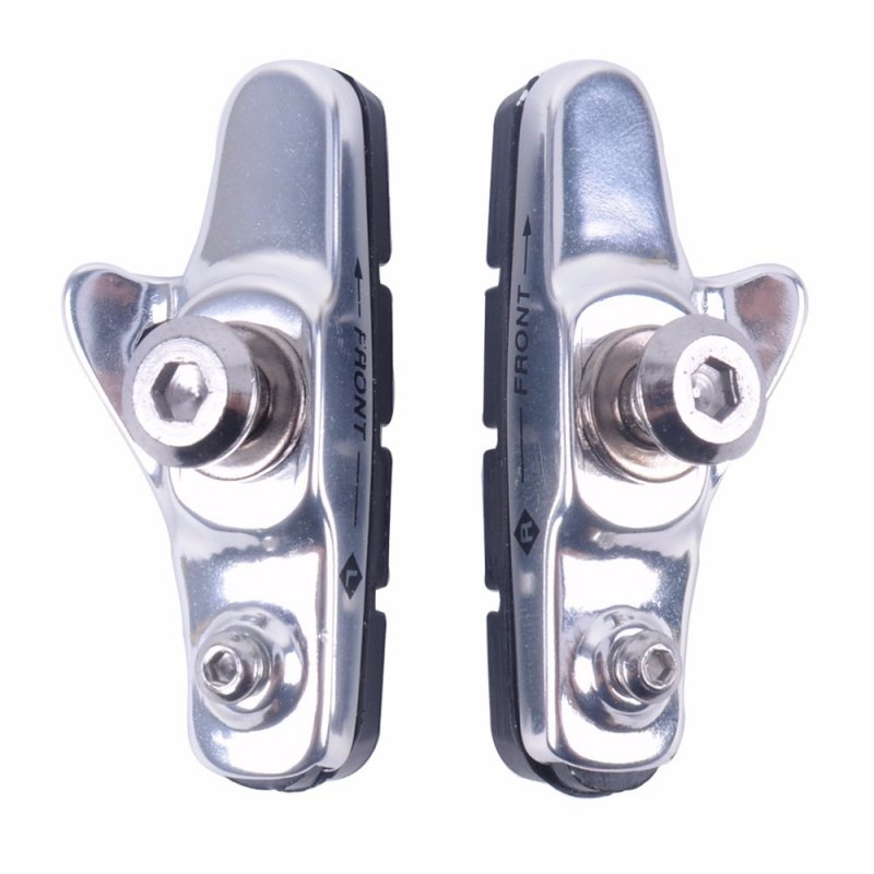 Aluminum Alloy Road Bike Brake Block C brake Fixed Cog Silent Brake Block Piece Water Guide Rubber Brake Piece Bicycle Accessories Silver