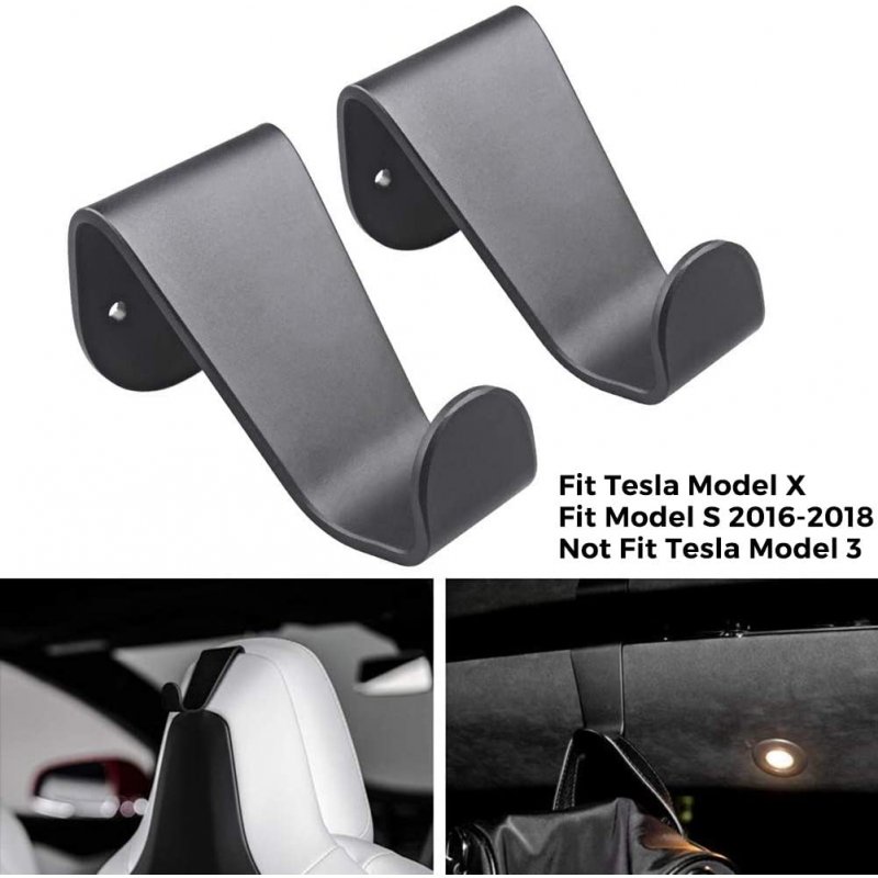 Aluminum Alloy Seat  Back  Coat  Hooks For Tesla Model S Model X 2016-2018 Seat Headrest Bag Holder Black