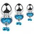 Anal Plug Set Metal Masturbation Sex Toy Men Buttplug Plug Hook with Bell and Crystal Heart Shaped Diamond S belt traction chain