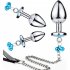 Anal Plug Set Metal Masturbation Sex Toy Men Buttplug Plug Hook with Bell and Crystal Heart Shaped Diamond S belt traction chain