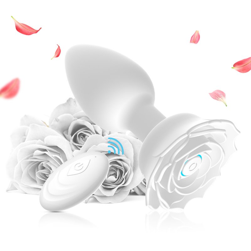 Anal Vibrators Butt Plug 10 Modes Sex Toy Vibrating Rose Remote Control Rose Base Waterproof Silicone Rose Adult Toys