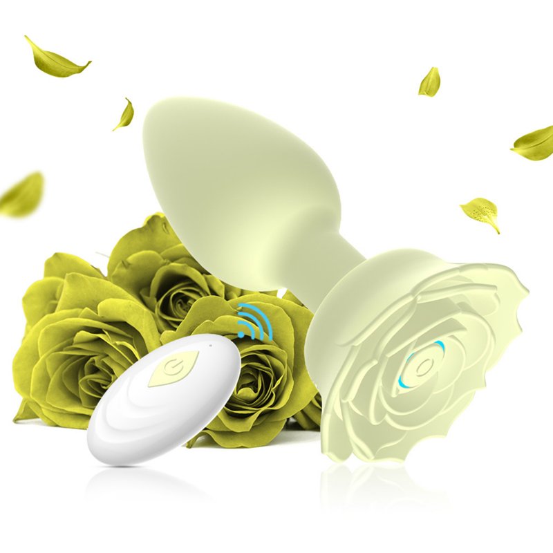 Anal Vibrators Butt Plug 10 Modes Sex Toy Vibrating Rose Remote Control Rose Base Waterproof Silicone Rose Adult Toys