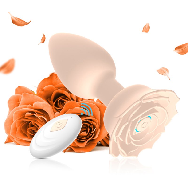 Anal Vibrators Butt Plug 10 Modes Sex Toy Vibrating Rose Remote Control Rose Base Waterproof Silicone Rose Adult Toys