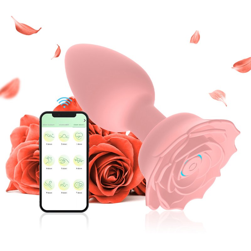 Anal Vibrators Butt Plug 10 Modes Sex Toy Vibrating Rose Remote Control Rose Base Waterproof Silicone Rose Adult Toys