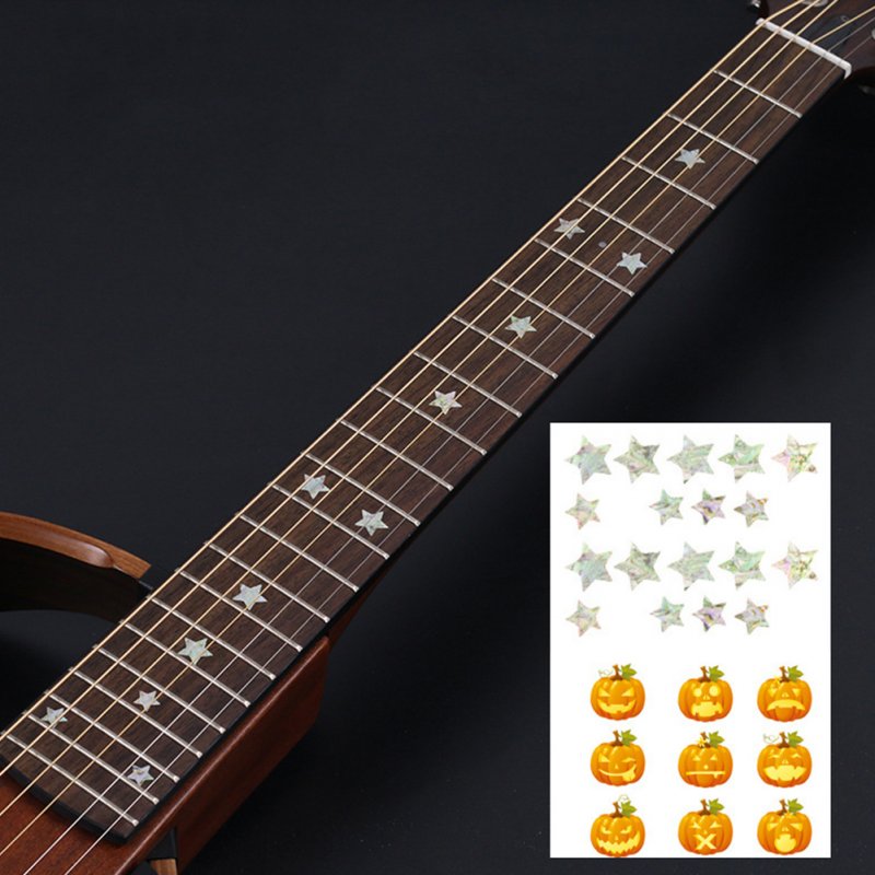 Animal Plant Pattern Guitar Fingerboard Fretboard Stickers Guitar Decals Decoration A (pumpkin)
