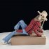 Animated Halloween Decoration Posable Toy Plastic Skeleton Halloween Decor Haunted House Decor With Movable Joints Lighting Eyes matte red plaid