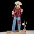 Animated Halloween Decoration Posable Toy Plastic Skeleton Halloween Decor Haunted House Decor With Movable Joints Lighting Eyes matte red plaid
