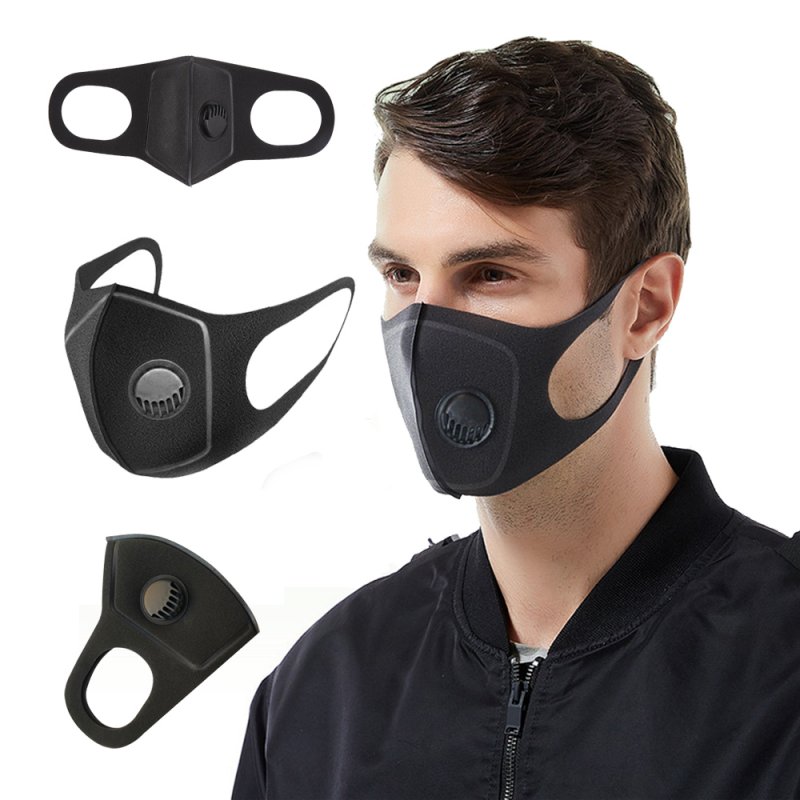 Anti Dust Mask Anti PM2.5 Pollution Face Mouth Respirator Black Breathable Valve Mask Filter 3D Mouth Cover black_5 pcs