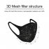 Anti Dust Mask Anti PM2 5 Pollution Face Mouth Respirator Black Breathable Valve Mask Filter 3D Mouth Cover Single valve valve mask One size
