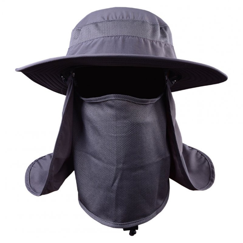 Anti-UV Fashion Summer Outdoor Waterproof Fishing Hat Dark gray_One size