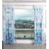Anti mosquito Drapes Banana Leaf Printing Tulle Curtain for Living Room Bedroom Window Decoration 100 200cm Blue 1m wide x 2m high