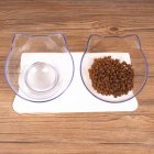 Antiskid Double Bowls with Raised Stand for Cats Dogs Drinking Feeding  white