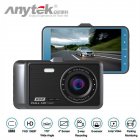 Anytek A60 Car 4 Inch Ips Screen 1080P HD 170 Degree Wide Angle Dual Camera Adas Driving Recorder Black
