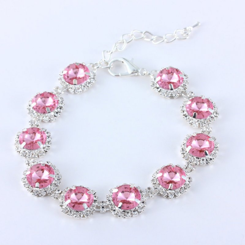 Pet Dog Bling Shiny Necklace Ornament Luxury Crystal Rhinestone Collar For Wedding Accessories pink M