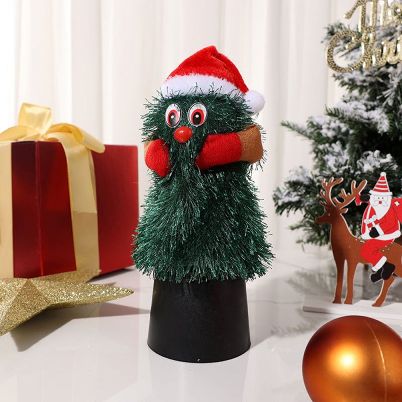 Artifical Xmas Tree Ornament Funny Cute Rotating Electric Plush Doll Musical Toy
