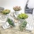 Artificial Babysbreath Plant Potted with Letters Printing Metal Bucket for Decoration purple