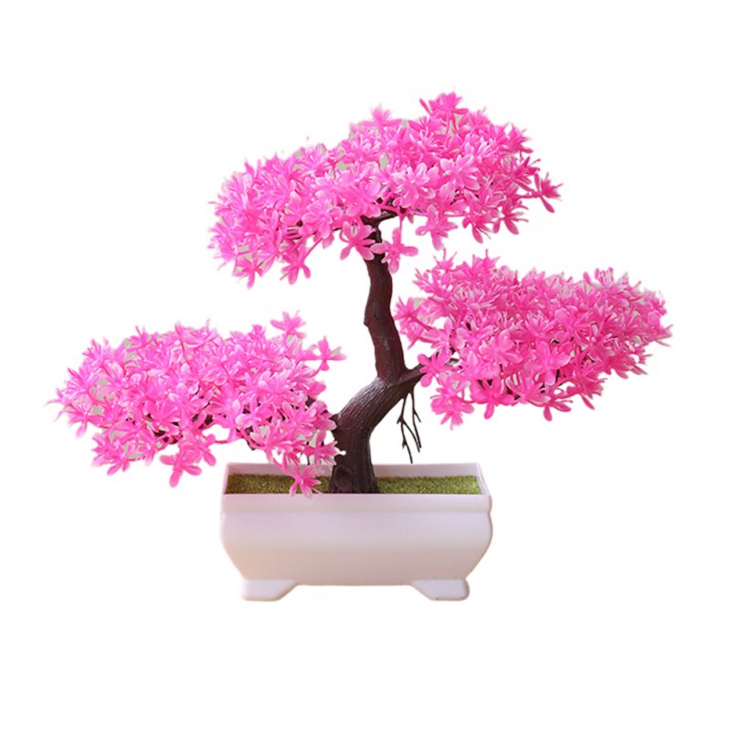 Artificial Chamaecyparis Pisifera Shape Plant Bonsai for Home Dinning Table Ornament Pink