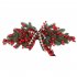 Artificial Door Lintel with Greenery Berry Plaid Bow Door Hanging Decorative Swag Christmas no lights