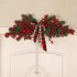 Artificial Door Lintel with Greenery Berry Plaid Bow Door Hanging Decorative Swag Christmas no lights