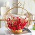 Artificial Flower Basket Berry Flowers Bouquet Fake Plant with Metal Flower Pot Christmas Gift Style A