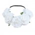 Artificial Flower Garland Rose Love Shape Wreath Headband Silk Rose Wedding Car Decor Beige
