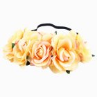Artificial Flower Garland Rose Love Shape Wreath Headband Silk Rose Wedding Car Decor Colored yellow
