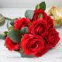 Artificial Flowers Rose Bouquet Fake Flowers Silk Plastic Artificial Roses 10 Heads Bridal Wedding Bouquet for Home Garden Party Wedding Decoration  champagne