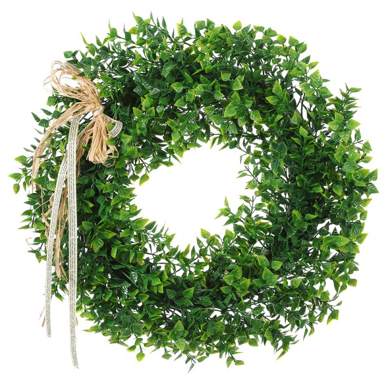 Door Hanging Leaf Wreath with Bow Decoration