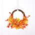 Artificial Pumpkin Maple Leaves Wreath for Front Door Halloween Thanksgiving Decor Half side pumpkin door hanging 35cm
