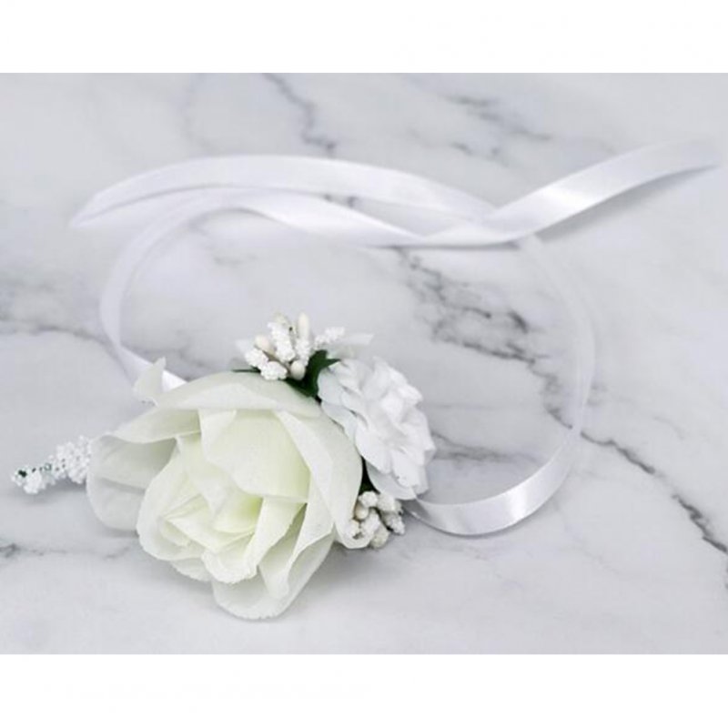 Artificial Wrist Flower /Corsage for Wedding Party Bride Bridegroom Accessories white wrist flower