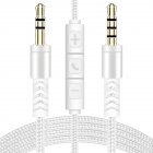 Audio Cable 3.5mm To Jack 3.5mm Speaker Line 1.2m Aux Cable Male To Male With Mic To Volume Control For Headphone White