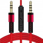 Audio Cable 3.5mm To Jack 3.5mm Speaker Line 1.2m Aux Cable Male To Male With Mic To Volume Control For Headphone red