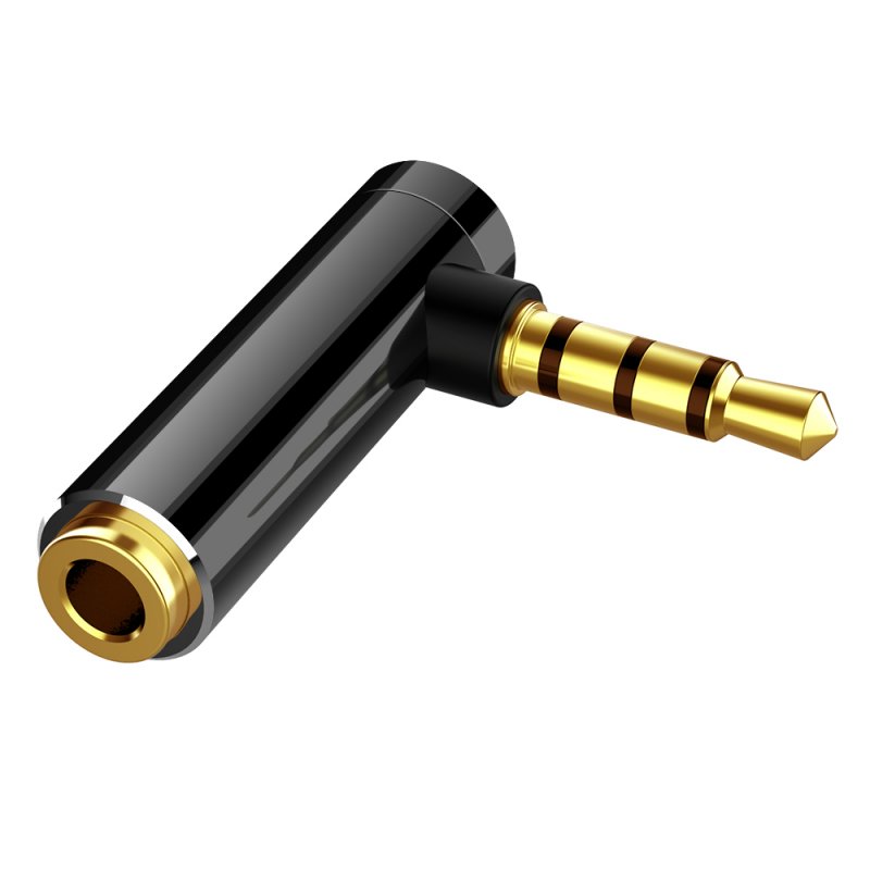 Audio Jack 3.5mm to 3.5mm Right Angle Male to Female Stereo Audio L-shaped Headphone Converter 90 Degrees black