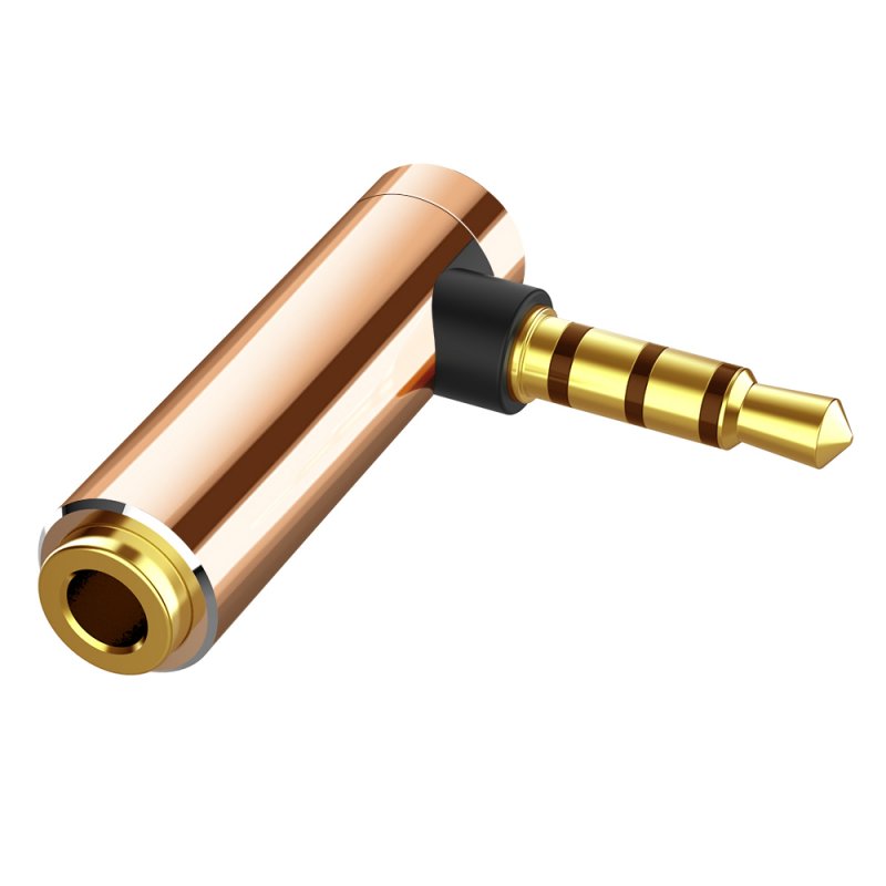 Audio Jack 3.5mm to 3.5mm Right Angle Male to Female Stereo Audio L-shaped Headphone Converter 90 Degrees Gold