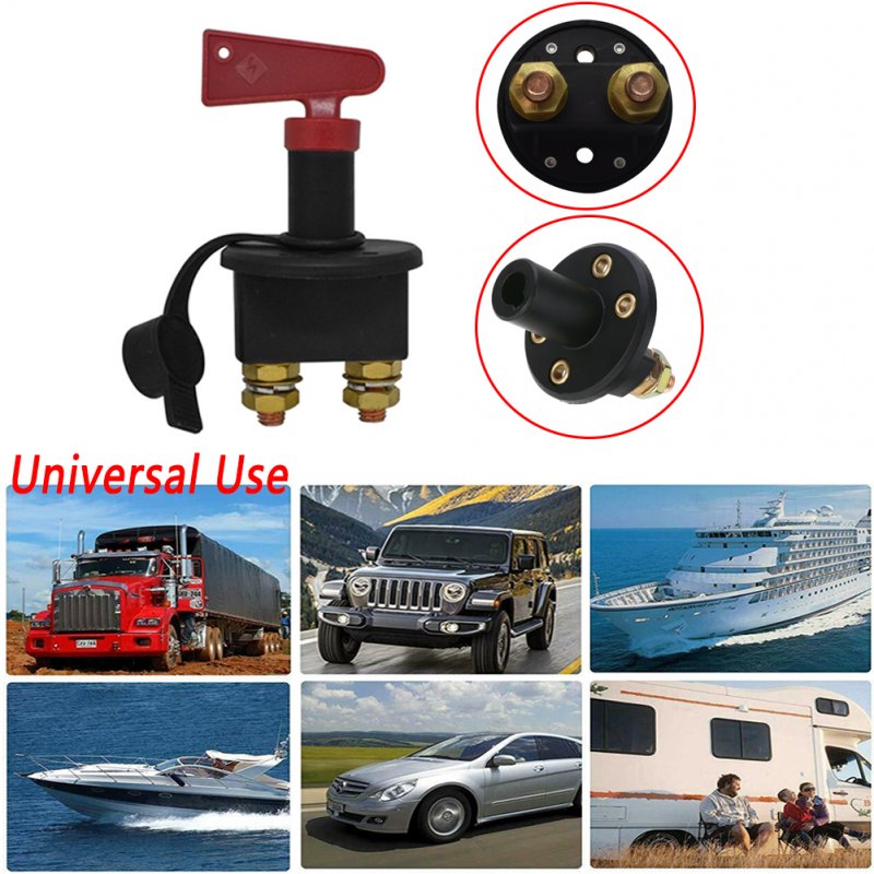 Auto Knob Switch Car Battery Disconnect Safety Kill Cut-off Switch Brass Terminals Cut Off Red black