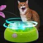 Automatic Cat Toys With Fluttering Butterfly Light Music Moving Interactive Kitten Toy USB Powered Indoor Exercise Training Cat Turntable For Pets Green charging version