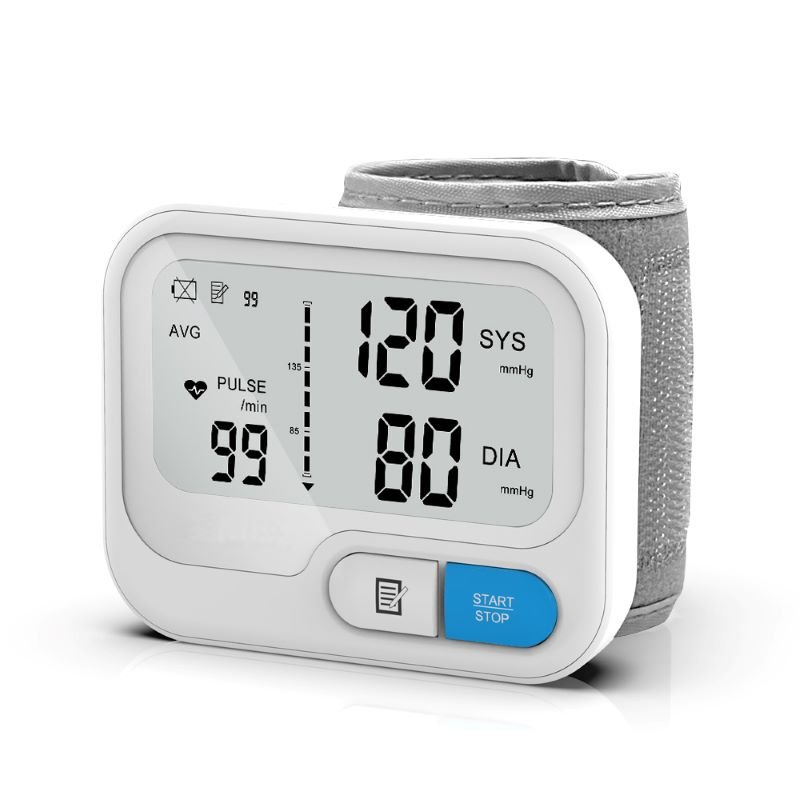 Automatic Digital Wrist Blood Pressure Monitor Sphygmomanometer Tonometer Tensiometer Heart Rate Pulse Meter BP  Monitor White
