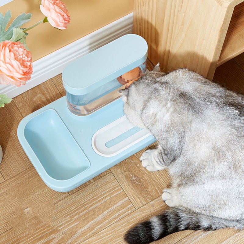 Automatic  Dispenser Double Bowl Drinking Fountain For Cat Dog Drinking Feeding Sky blue_Landscape bowl