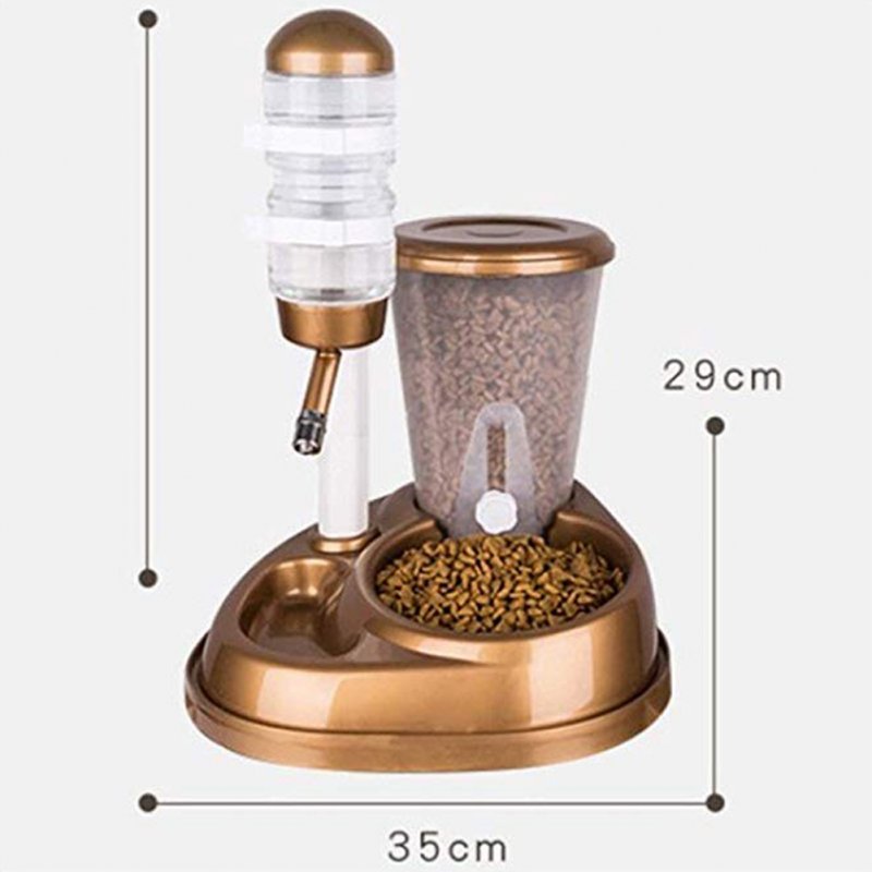 Automatic Feeder with Large Capacity Water Fountain Bottle for Pet Cat Dog Gold_Grain storage bucket